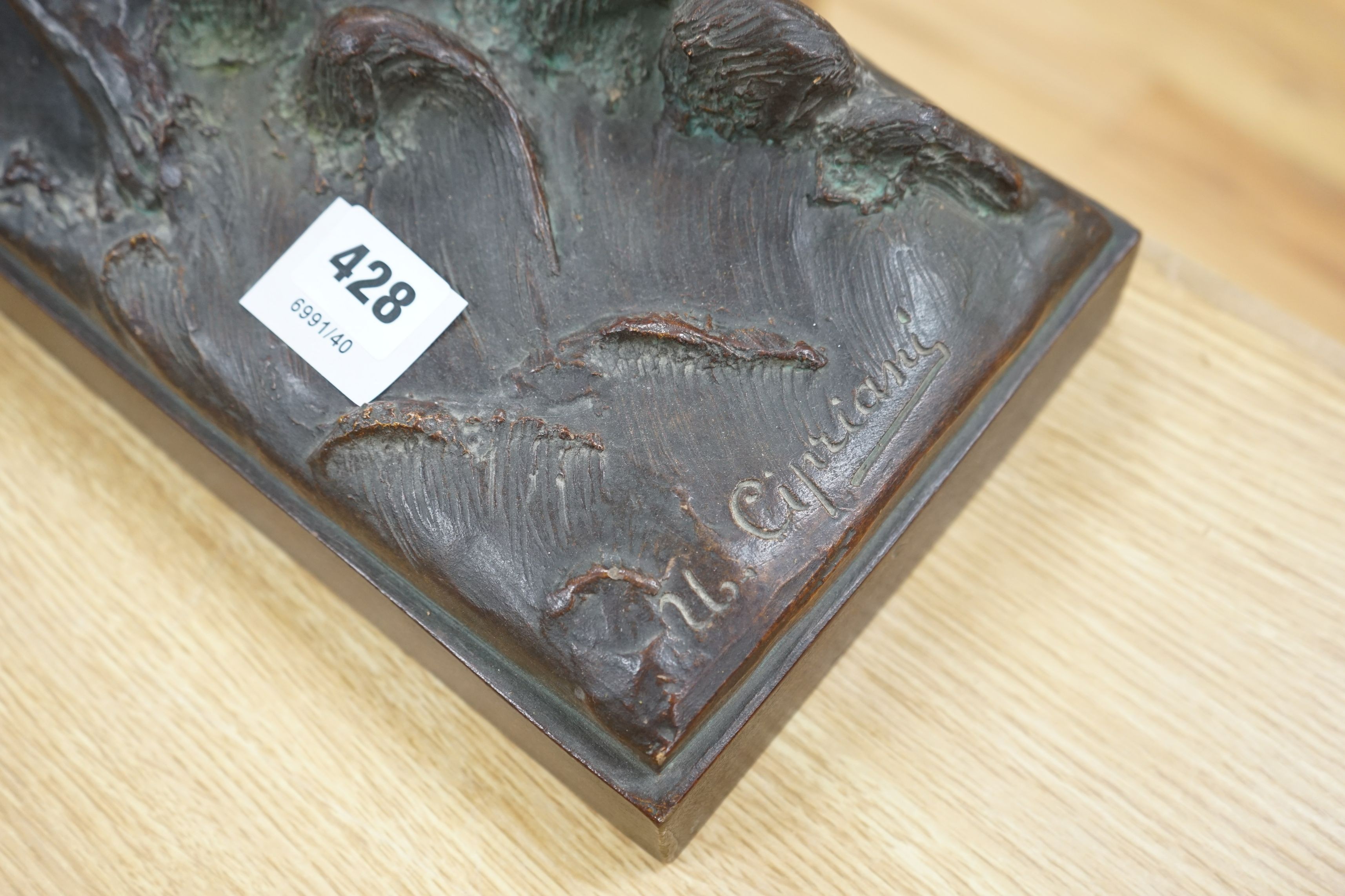 Cipriani, bronzed figure, pulling a net, 69cms wide